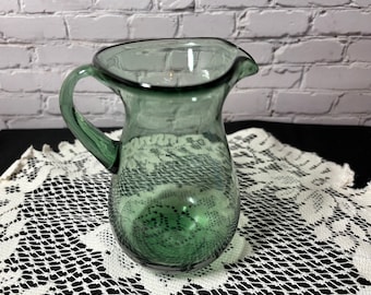 Vintage Small Green Pitcher - Pontil on bottom