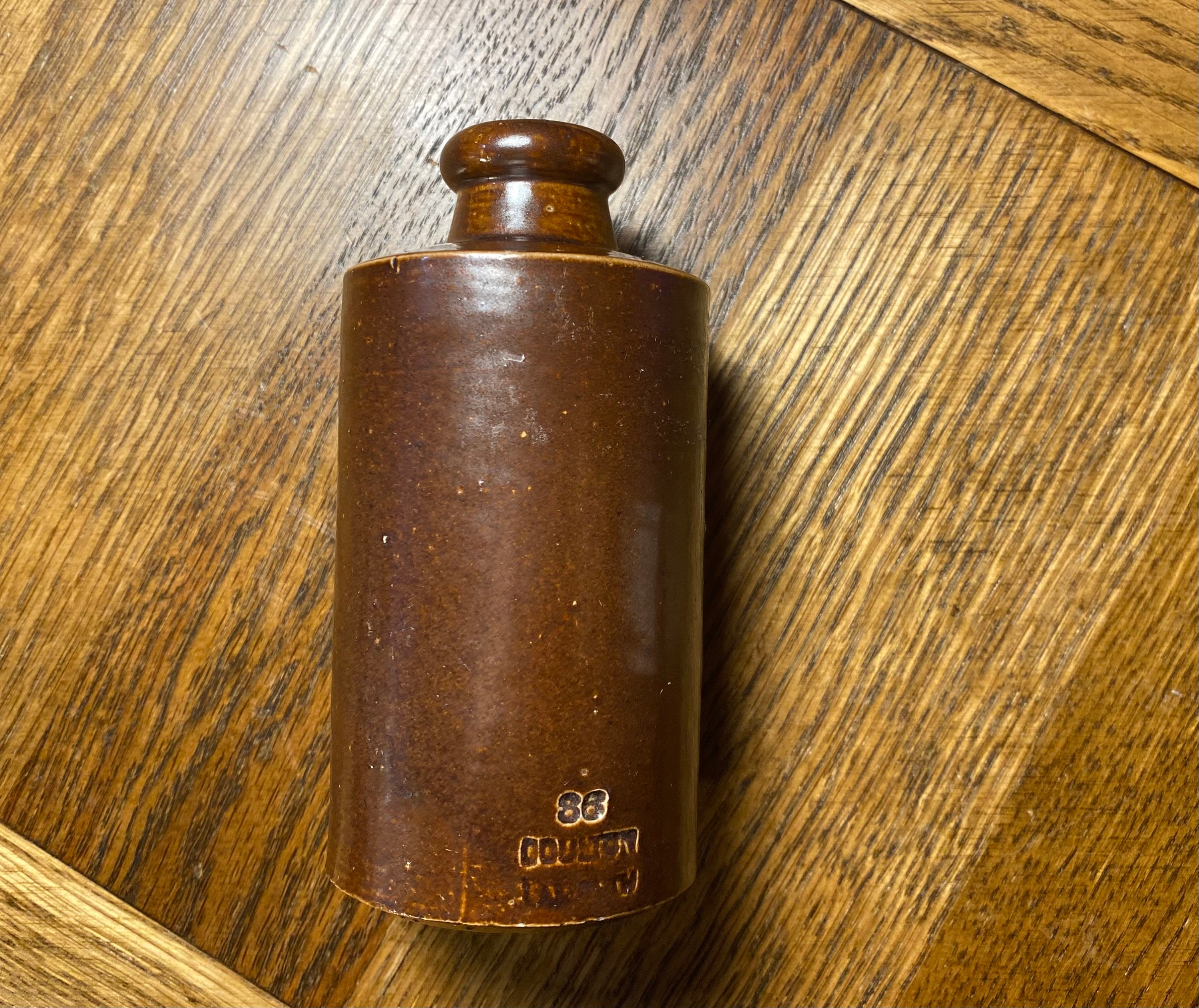 Doulton Lambeth Ink Bottle Ceramic Stoneware Brown in Color & 4.5 High