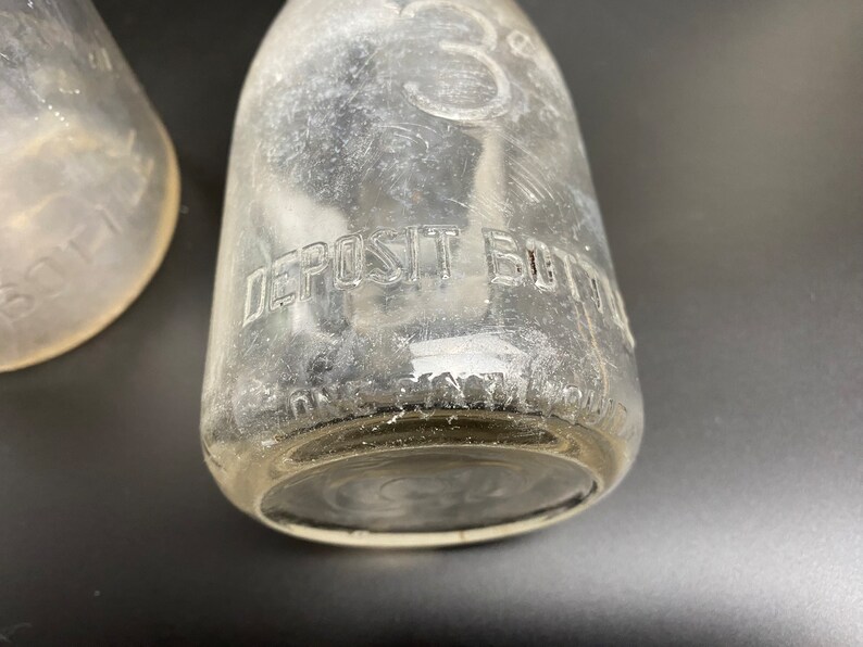 Twin Glass Milk Bottles 1 Quart and 1 Pint 3 Cents Embossed Etsy