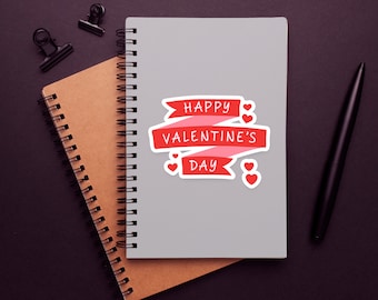 Feliz Día de San Valentín - San Valentín - Pegatina de San Valentín - Lindo San Valentín - Pegatina de San Valentín - Pegatina - Pegatina de corazón - Corazón - Insignia