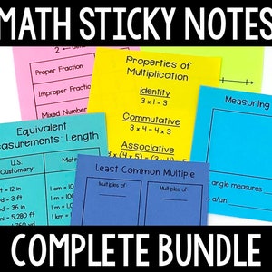 Math Sticky Note Templates BUNDLE, Math Reference Charts BUNDLE, Math Mini Anchor Charts BUNDLE