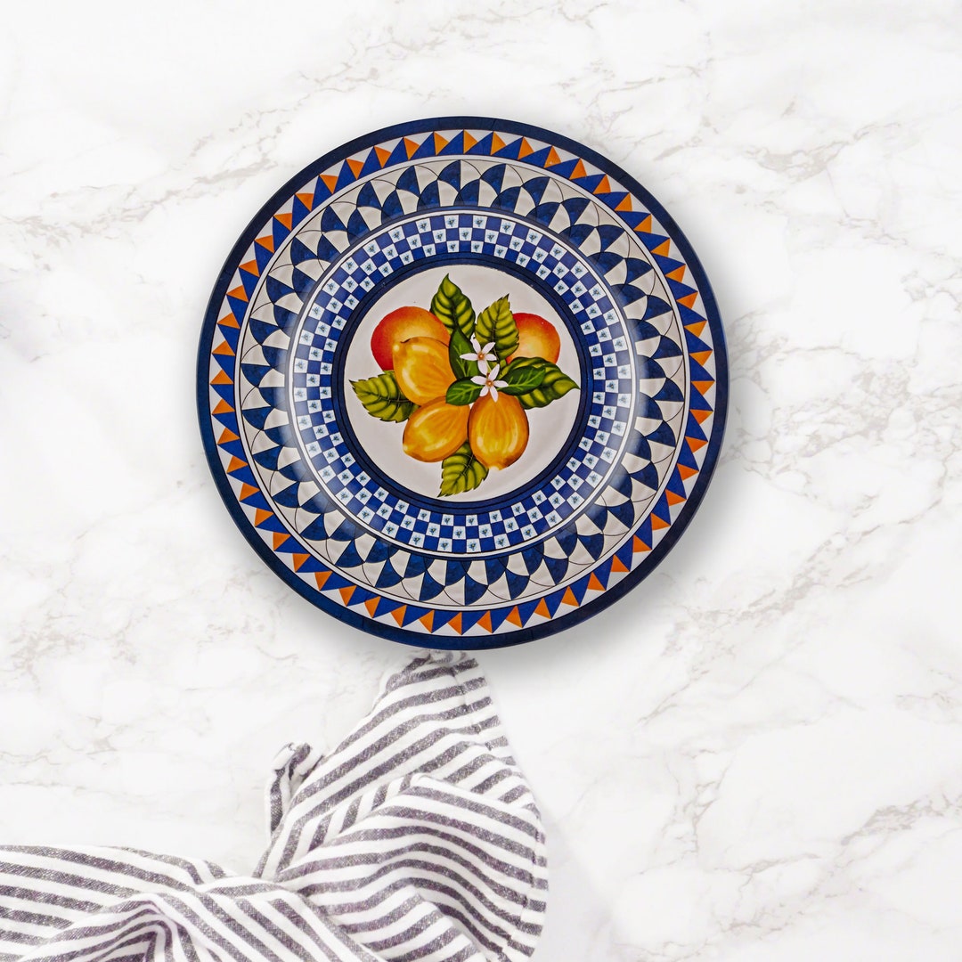 Blue Dinner Plates Christmas Dinner Plate Meyer Lemon Etsy