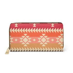 Native American Pattern Zipper Wallet - Perfect voor uw geld, creditcards/betaalkaarten, Checbook, munten - Cruelty-free kunstleer