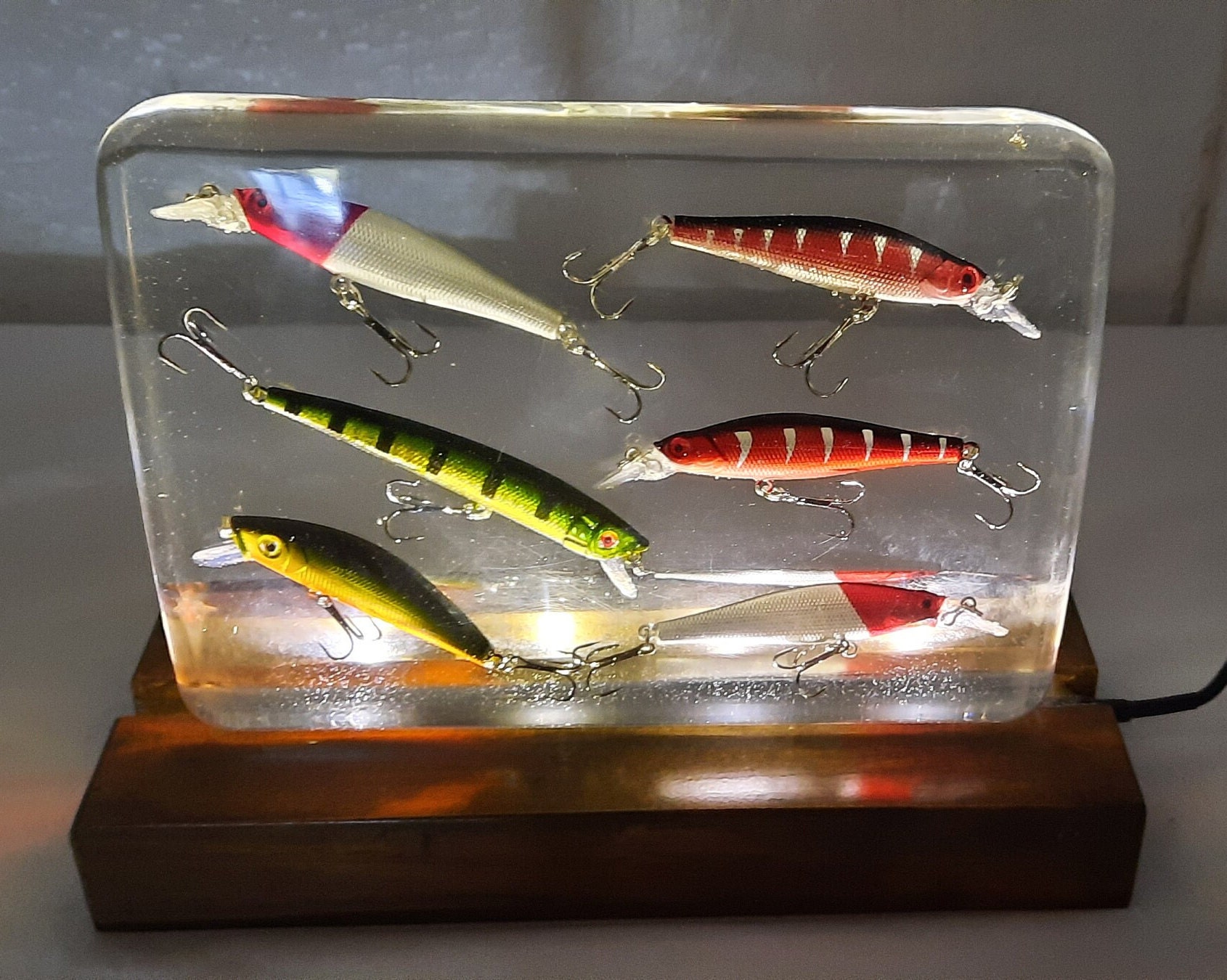 Fishing Lure Epoxy Resin Night Light Table Lamp Home Decor Gifts 