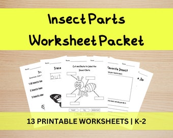Werkbladpakket insectenonderdelen: eerstegraads wetenschap (digitale download)