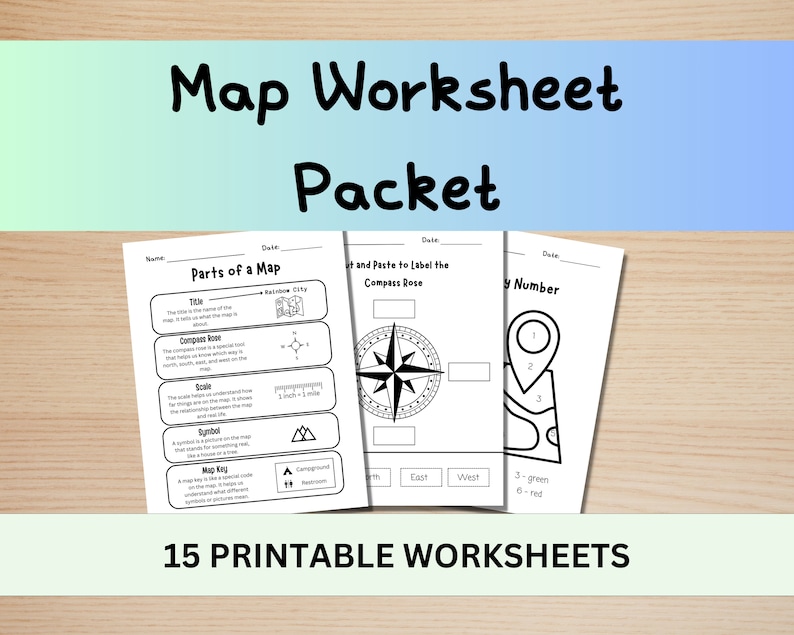 Map Skills Worksheet Packet: First Grade Geography (digital Download ...