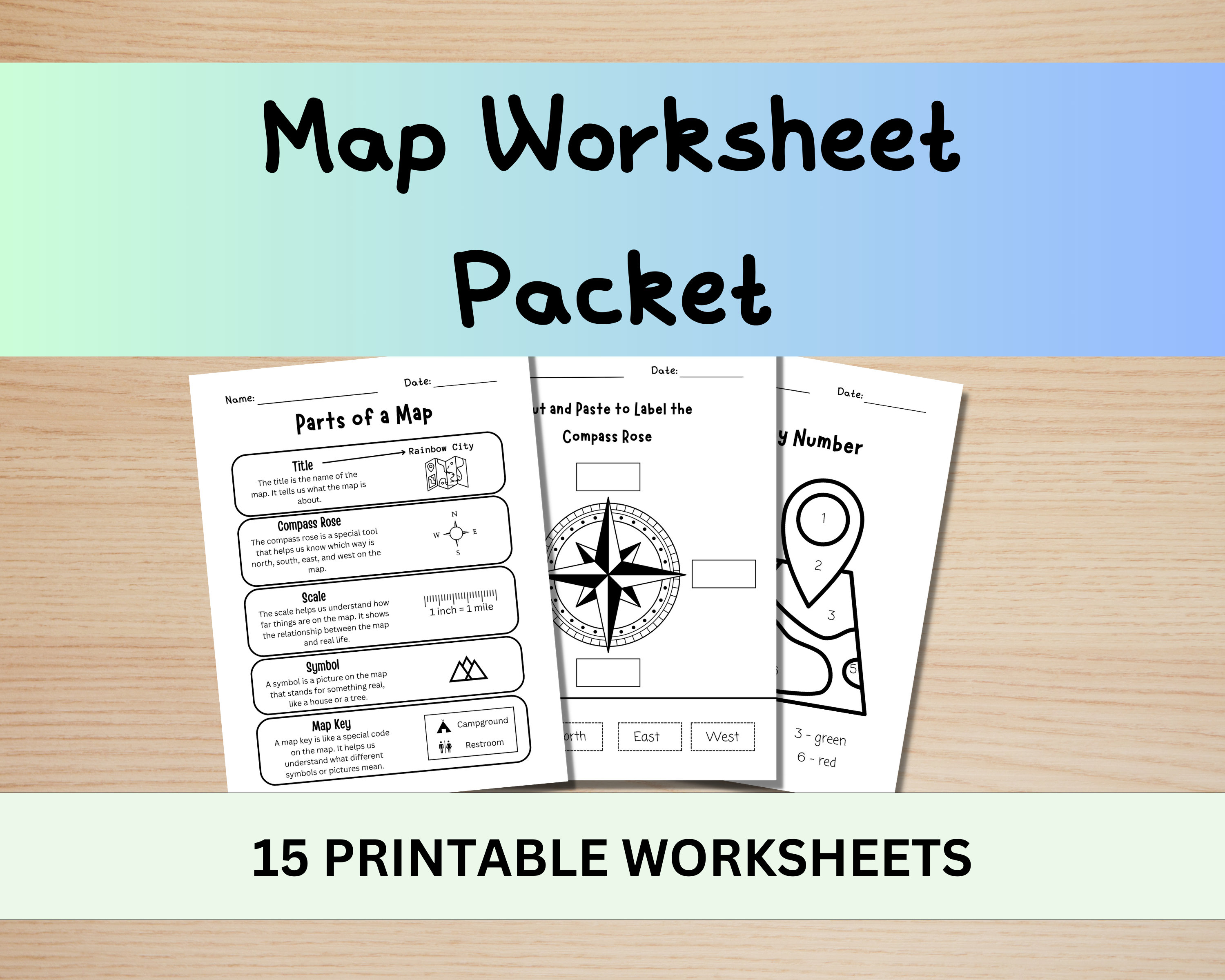 Parts Of A Map Worksheet Packet Printable Map Worksheets Homeschool