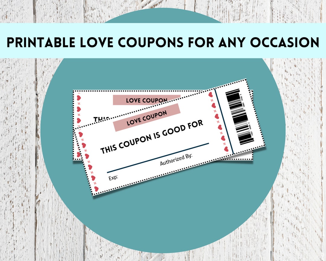 Printable Love Coupons, Digital Download, Instant Download, Love
