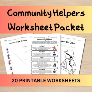 Community Helper Printables | Community Helpers Worksheet Packet | Printable Worksheets | Education Printables | Homeschool Learning