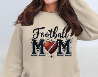 Football Mom Heart Clipart, Sports Sublimation Design (PNG Digital Download)