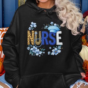 Nurse Life PNG, Nursing Sublimation Design with Floral, Glitter, Leopard Print Elements, Nurse PNG Files
