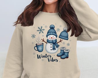 Winter Vibes Snowman Hot Cocoa Boots Winter Graphic Design Digital Download PNG, Ready to Print Christmas Artwork