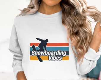 Snowboarding Vibes Digital Art, Retro Winter Sports Print, Snowboarder Silhouette Illustration, Cool Ski Resort Design