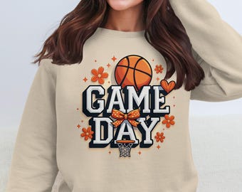 Game Day Basketball Graphic, Floral Clipart (Digital Download)