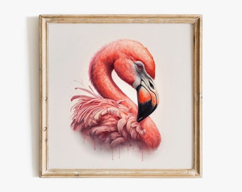 Pink Flamingo Wall Art | Farmhouse Decor | Birds of America Decor | Kids Bathroom Art | Flamingo Art Print | Bathroom Decor #2