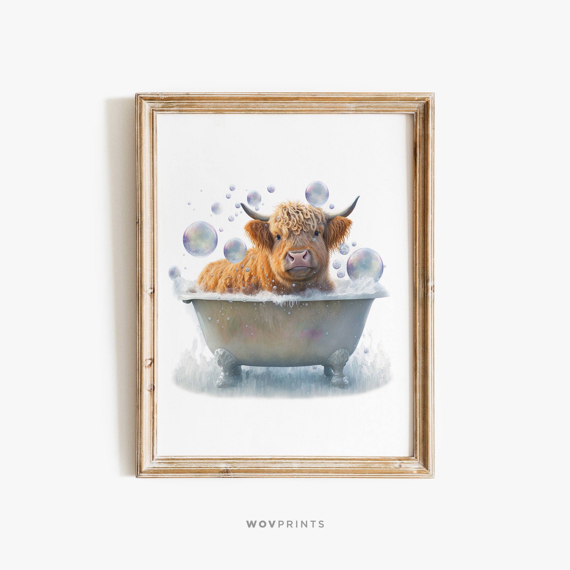 Scottish Highland Cow Print Highland Cow in Bathtub Funny - Etsy