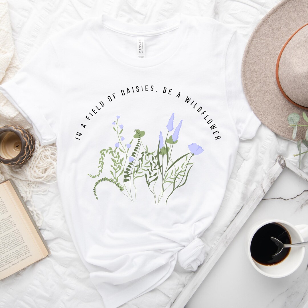 Wild Flower Shirt Pressed Flower Shirt Botanical Tee Purple Flower