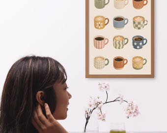 Cozy Coffee, Mug Collection Decor, Kitchen Wall Art