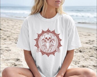 Gothic Skull T Shirt, Dark Occult Skeleton Graphic Tee, Macabre Shirt, Alternative Horror Fashion