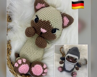 Crochet Catshark – Amigurumi Crochet Pattern PDF German | Cat Shark Plush Toy | Funny Crochet Animal | DIY Gift | Approx. 25 cm
