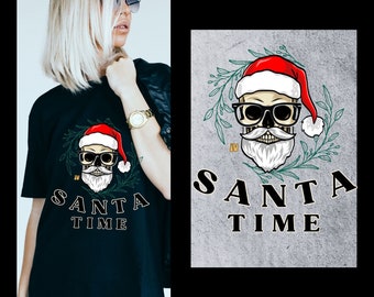 Santa Skelett PNG, Weihnachten Sublimationsdesign (Digitaler Download)