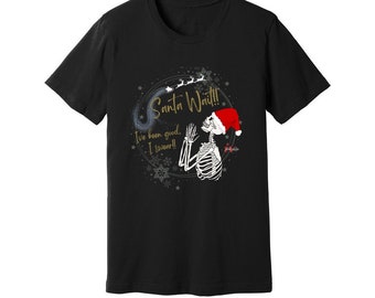 Weihnachtsskelett wartet auf Santa T-Shirt, Weihnachtshemd, Disney Weihnachtsferien, Weihnachtsskelett, Dead and Broke, Weihnachtsstimmung