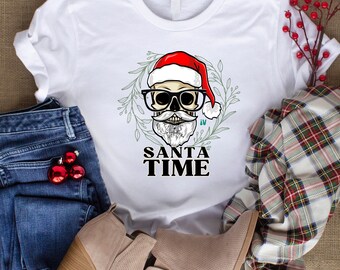 Skeleton Santa Time Bella Canvas T-Shirt, Skeleton Christmas Shirt, Clever Christmas, anta T-shirt, Skeleton Holiday Shirt, Bella Canvas