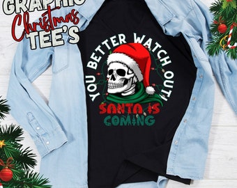 Winter-Skelett kommt Weihnachts-T-Shirt, X-mas Knochen Weihnachtsmann, Schädel-Weihnachtsmann, Weihnachtsgeschenke