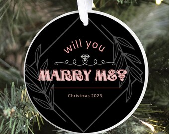 Personalisierte Will You Marry Me Circle Weihnachten, Ornamente Unsere erste Weihnachtsverzierung Paare Weihnachtsverzierung Erste Weihnachten zusammen