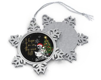 Freche oder schöne Liste Skeleton Zinn Schneeflocke Weihnachtsverzierung, Schädel Weihnachtsgeschenk, Skelett Weihnachtsverzierung, Feiertagsgeschenk, Andenken,