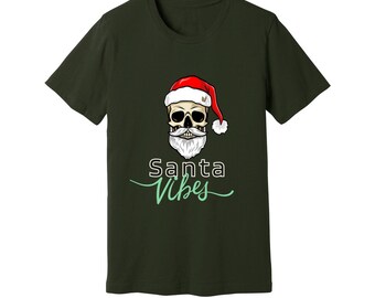 Mamas Lieblingsskelett Santa Vibes Grafik-T-Shirt, Ferienzeit-Top, Bella Canvas-T-Shirt