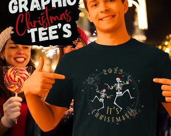 Weihnachten Skelette tanzen T-Shirt, Komfort Farben T-Shirt, Skelette Weihnachten T-Shirt, lustige Weihnachten Shirt, Skelett Weihnachten Hoodie