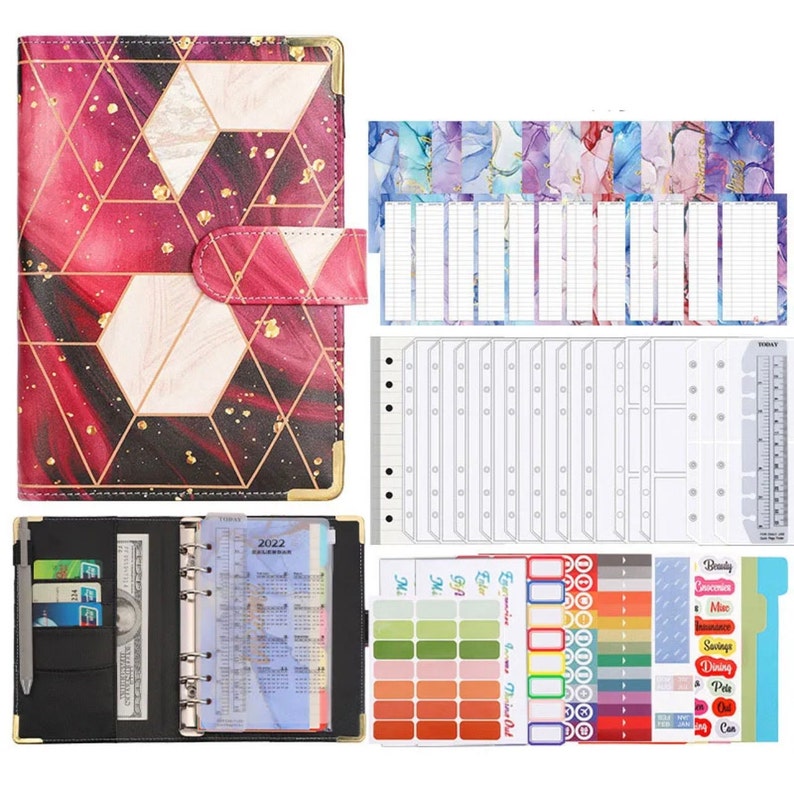 Budget Binder Set Checkered Marble Rot