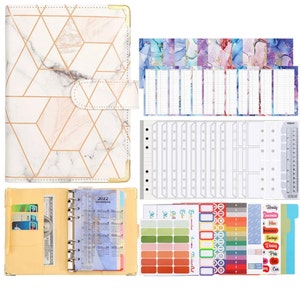 Budget Binder Set Checkered Marble Rosa