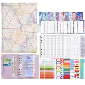 Budget Binder Set Checkered Marble Lila