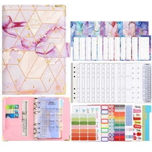 Budget Binder Set Checkered Marble Pink