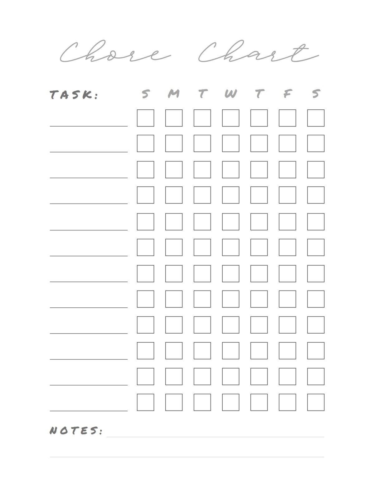 Printable Chore Chart for Kids or Adults Instant Download - Etsy
