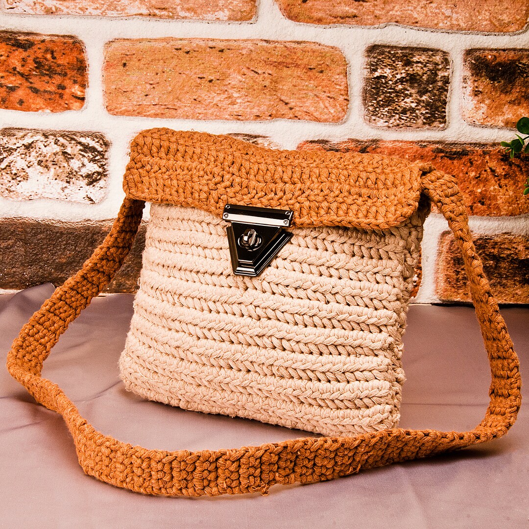 Beige Hand Knitted Bag Small Bag Next to Gift We Can Make It Etsy