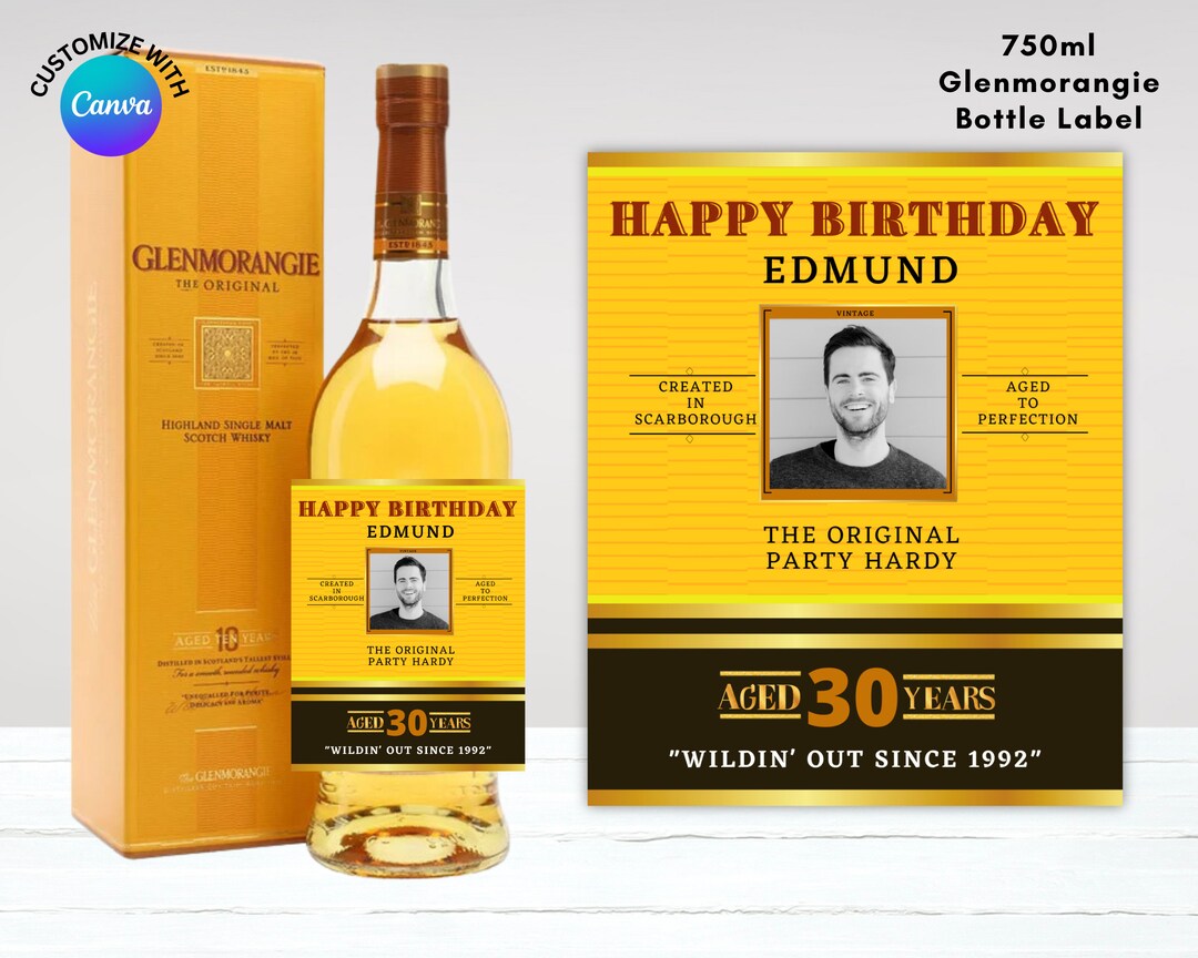 Custom Scotch Label Editable Glenmorangie Whiskey Label Template: Custom Scotch Bottle ...
