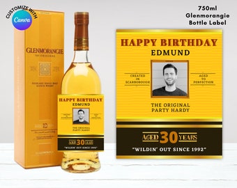Editable Glenmorangie Whiskey Label Template: Custom Scotch Bottle Design (Digital Download)