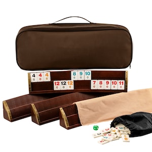 Juego de Rummikub personalizado VIP hecho a mano - Juego de Rummikub recto para 4 jugadores - Regalo personalizado para madre - Estantes y fichas de Rummikub de madera personalizados