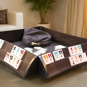 Fichas de rummy de madera de calidad, regalo divertido para los amantes del rummy, elegante juego de rummy y rummikub de madera, juego de rummy y rummikub único hecho a mano.