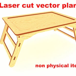Vassoio da letto pieghevole, tavolo per laptop, tavolo a letto, vassoio da letto con gambe pieghevoli, colazione a letto, design del supporto per laptop, modello vettoriale tagliato al laser