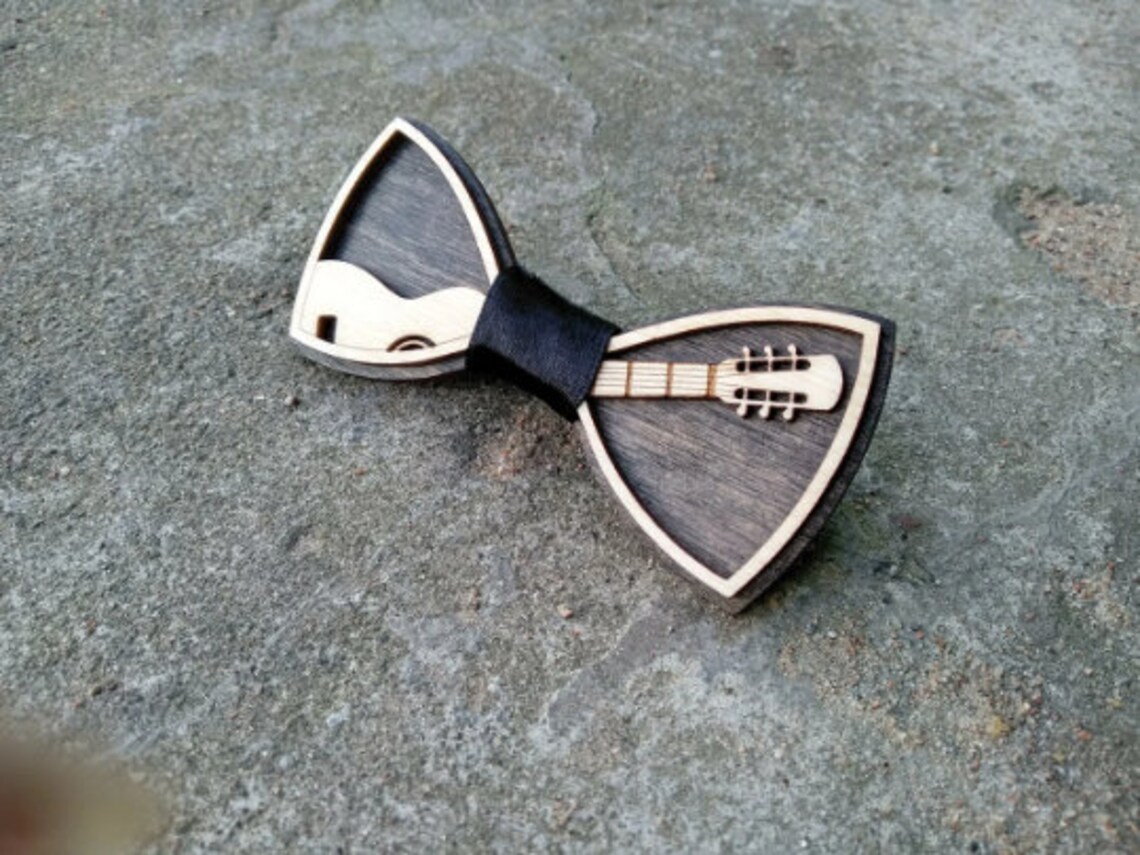 Guitar Bow Tie Wood SVG DXF Cnc Cutting Files Laser Cut Vector Model