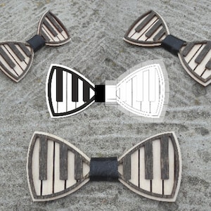 Papillon per pianoforte per pianista per un musicista in legno File di taglio CNC DXF Modello vettoriale tagliato al laser Piani per CNC laser per uomo in legno