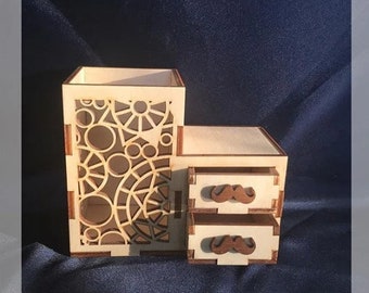 desk organizer pencil holder wood Brievenbak DXF cnc cutting files Laser cut vector model Plans for Laser CNC wooden