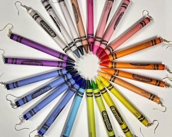 Colorful Crayon Earrings, Teacher Back to School Jewelry