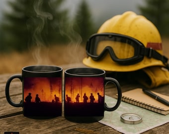 Tazza nera da 11 once dei vigili del fuoco forestali di Nightwatch