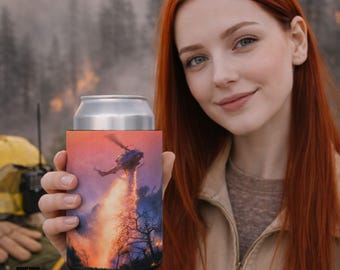 Portabevande Wildfire Helicopter, con tasca a doppio lato per gocce d'acqua, ideale per elicotteri.