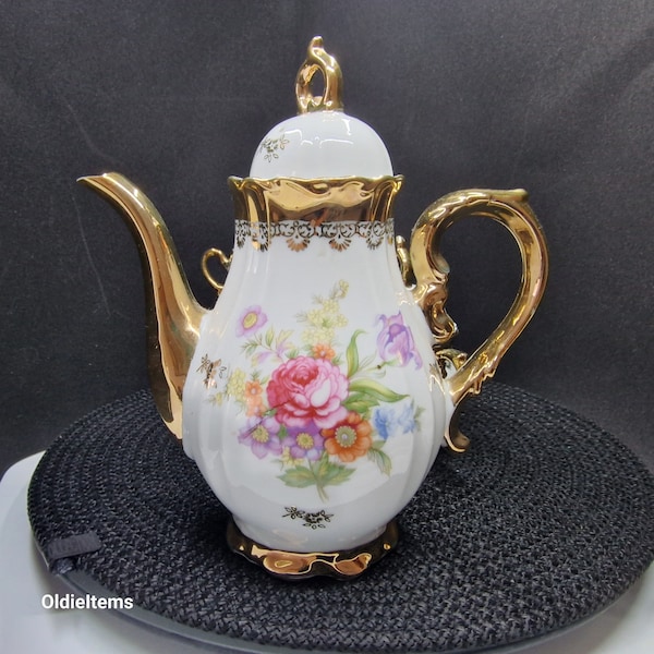 Floral Small Tea Set: Teapot, Sugar Bowl, Creamer & Cups